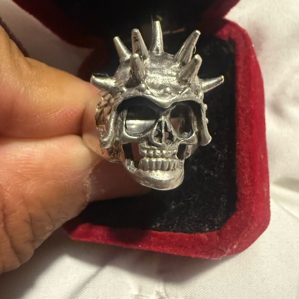 Vintage Outlaw Biker Motorcycle Spiked Skull Ring